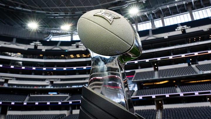 The Big 12 Championship Trophy is on display during Big 12 Media Days.
