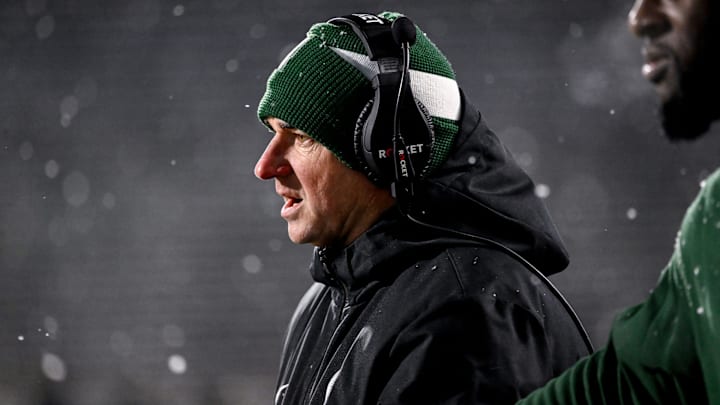 Michigan State's head coach Jonathan Smith looks on during the fourth quarter in the game against Rutgers on Saturday, Nov. 30, 2024, at Spartan Stadium in East Lansing.