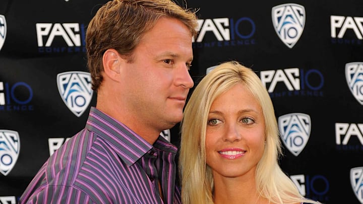 Jul 29, 2010: Ole Miss Rebels head coach Lane Kiffin (left) and ex-wife Layla Kiffin (right) in Los Angeles.