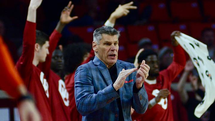 Oklahoma coach Porter Moser celebrates after a made 3-pointer against Auburn. Oklahoma coach Porter Moser celebrates after a made 3-pointer against Auburn.