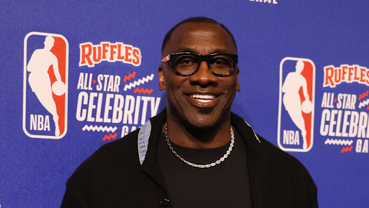 Shannon Sharpe on the red carpet at the NBA All-Star Celebrity Game.
