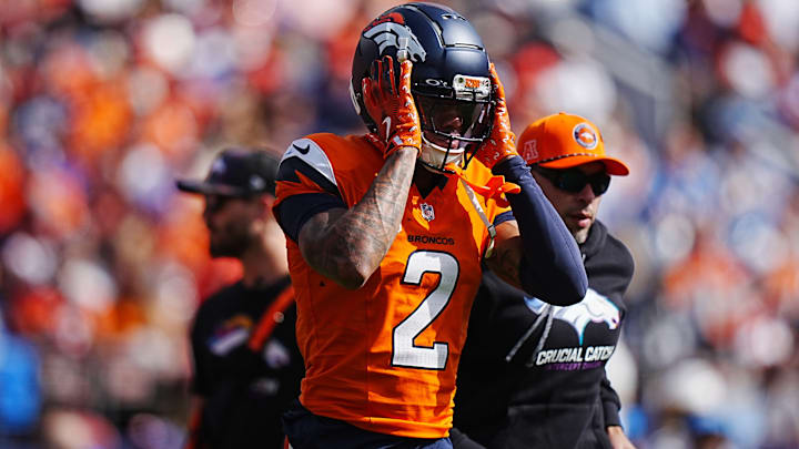 Denver Broncos cornerback Pat Surtain II (2) leaves the field in the first quarter against the Los Angeles Chargers at Empower Field at Mile High. Denver Broncos cornerback Pat Surtain II (2) leaves the field in the first quarter against the Los Angeles Chargers at Empower Field at Mile High.