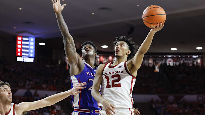 Oklahoma Sooners guard Milos Uzan (12) 