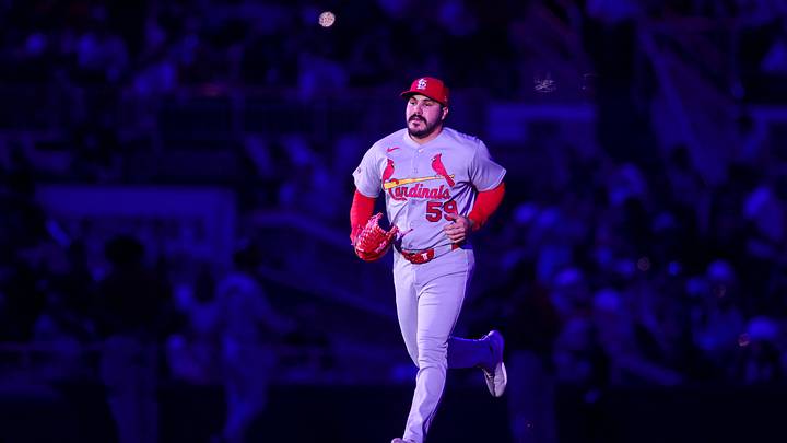Jun 30, 2026; Atlanta, Georgia, USA; St. Louis Cardinals pitcher Jojo Romero (59) enters a game against the Atlanta Braves in the seventh inning at Truist Park. Mandatory Credit: Brett Davis-Imagn Images Jun 30, 2026; Atlanta, Georgia, USA; St. Louis Cardinals pitcher Jojo Romero (59) enters a game against the Atlanta Braves in the seventh inning at Truist Park. Mandatory Credit: Brett Davis-Imagn Images