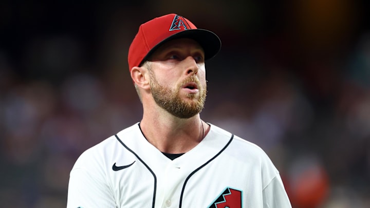Apr 21, 2026; Phoenix, Arizona, USA; Arizona Diamondbacks pitcher Merrill Kelly against the Chicago White Sox at Chase Field. Mandatory Credit: Mark J. Rebilas-Imagn Images
