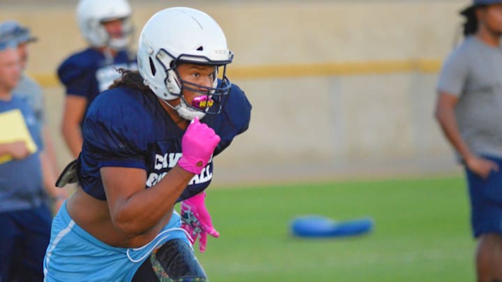 Central Valley Christian High School's Jaeden Moore practices on Aug. 4, 2021 in Visalia.
Moore Central Valley Christian High School's Jaeden Moore practices on Aug. 4, 2021 in Visalia.
Moore