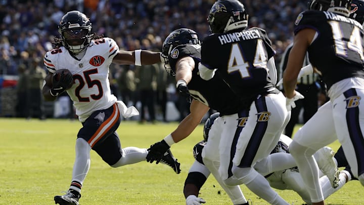 Kyle Monangai tries to get outside near the goal line against Baltimore. He'll make his first NFL start Sunday. Kyle Monangai tries to get outside near the goal line against Baltimore. He'll make his first NFL start Sunday.