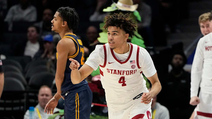 Mar 12, 2025; Charlotte, NC, USA; St. John's basketball transfer commit Oziyah Sellers (4) reacts in the second half at Spectrum Center. 