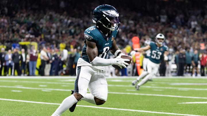 Feb 9, 2025; New Orleans, LA, USA; Philadelphia Eagles safety C.J. Gardner-Johnson (8) against the Kansas City Chiefs during Super Bowl LIX at Ceasars Superdome. Mandatory Credit. Feb 9, 2025; New Orleans, LA, USA; Philadelphia Eagles safety C.J. Gardner-Johnson (8) against the Kansas City Chiefs during Super Bowl LIX at Ceasars Superdome. Mandatory Credit.