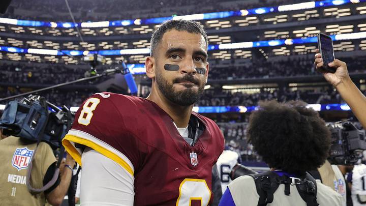 Sep 20, 2026; Arlington, Texas, USA; Washington Commanders quarterback Marcus Mariota (8) walks on the field after a game against the Dallas Cowboys at AT&T Stadium. Mandatory Credit: Kevin Jairaj-Imagn Images Sep 20, 2026; Arlington, Texas, USA; Washington Commanders quarterback Marcus Mariota (8) walks on the field after a game against the Dallas Cowboys at AT&T Stadium. Mandatory Credit: Kevin Jairaj-Imagn Images