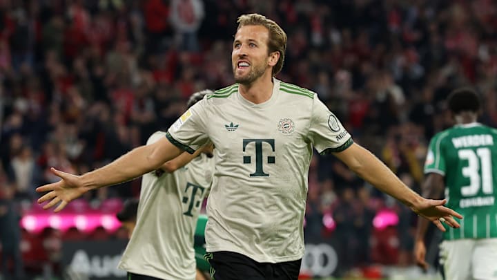 Harry Kane jubelt über sein Tor gegen Werder Bremen