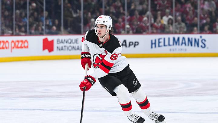 New Jersey Devils center Jack Hughes (86): David Kirouac-Imagn Images