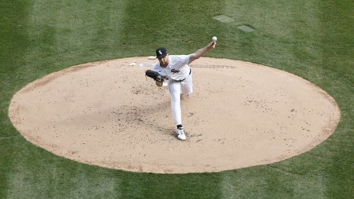 Mar 28, 2024; Chicago, Illinois, USA; Chicago White Sox starting pitcher Garrett Crochet (45) delivers a pitch during the second inning of the Opening Day game against the Detroit Tigers at Guaranteed Rate Field. Mandatory Credit: Kamil Krzaczynski-USA TODAY Sports Mar 28, 2024; Chicago, Illinois, USA; Chicago White Sox starting pitcher Garrett Crochet (45) delivers a pitch during the second inning of the Opening Day game against the Detroit Tigers at Guaranteed Rate Field. Mandatory Credit: Kamil Krzaczynski-USA TODAY Sports
