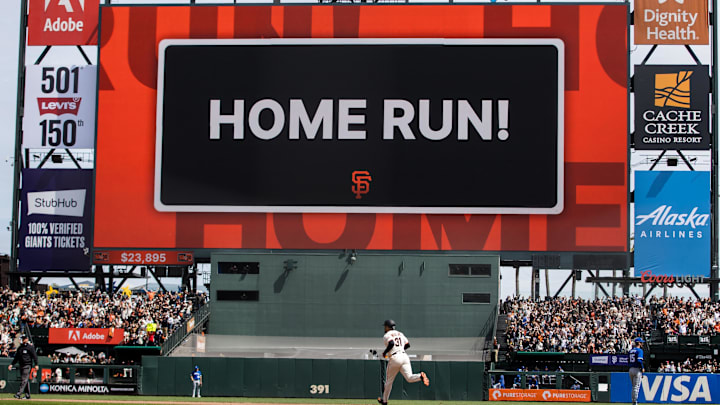 Apr 8, 2023; San Francisco, California, USA;  San Francisco Giants first baseman LaMonte Wade Jr.