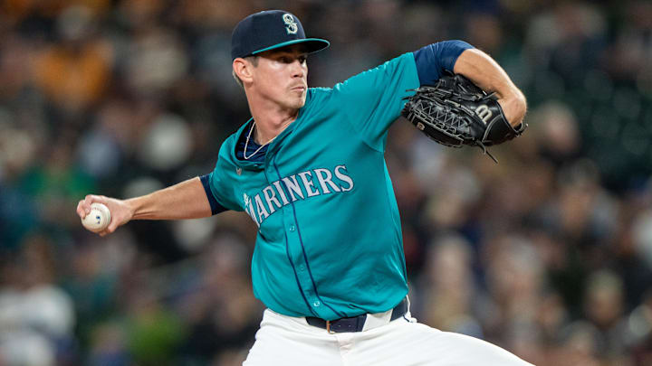 Seattle Mariners pitcher Emerson Hancock throws during a game against the Oakland Athletics on Sept. 28 at T-Mobile Park.