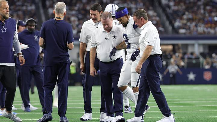 Dallas Cowboys cornerback Cobie Durant (2) walks off the field with an apparent injury against the Washington Commanders during the second half at AT&T Stadium. Mandatory Credit: Kevin Jairaj-Imagn Images Dallas Cowboys cornerback Cobie Durant (2) walks off the field with an apparent injury against the Washington Commanders during the second half at AT&T Stadium. Mandatory Credit: Kevin Jairaj-Imagn Images