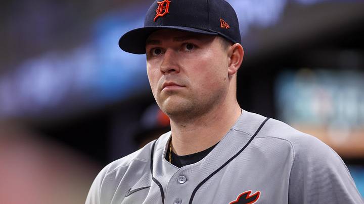 Apr 29, 2026; Atlanta, Georgia, USA; Detroit Tigers starting pitcher Tarik Skubal (29) in the dugout against the Atlanta Braves in the seventh inning at Truist Park. Mandatory Credit: Brett Davis-Imagn Images
