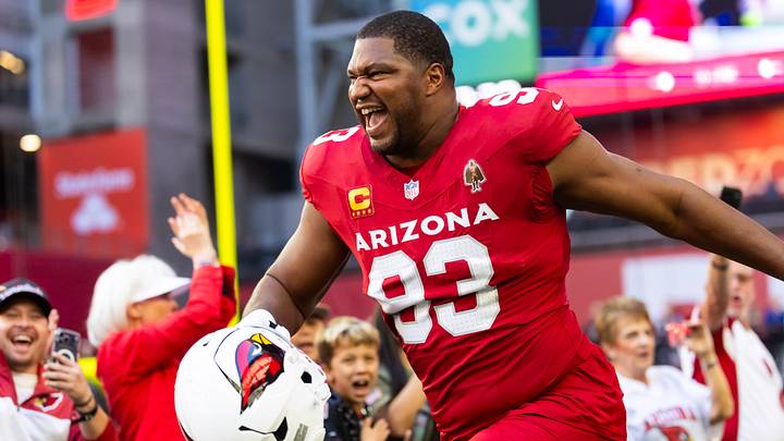 Dec 7, 2025; Glendale, Arizona, USA; Arizona Cardinals defensive end Calais Campbell (93) against the Los Angeles Rams at State Farm Stadium. Mandatory Credit: Mark J. Rebilas-Imagn Images Dec 7, 2025; Glendale, Arizona, USA; Arizona Cardinals defensive end Calais Campbell (93) against the Los Angeles Rams at State Farm Stadium. Mandatory Credit: Mark J. Rebilas-Imagn Images