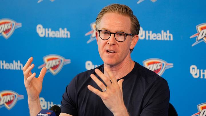 Sam Presti, Thunder General Manager, has his end-of-season media access, Monday, June 8, 2026. Sam Presti, Thunder General Manager, has his end-of-season media access, Monday, June 8, 2026.