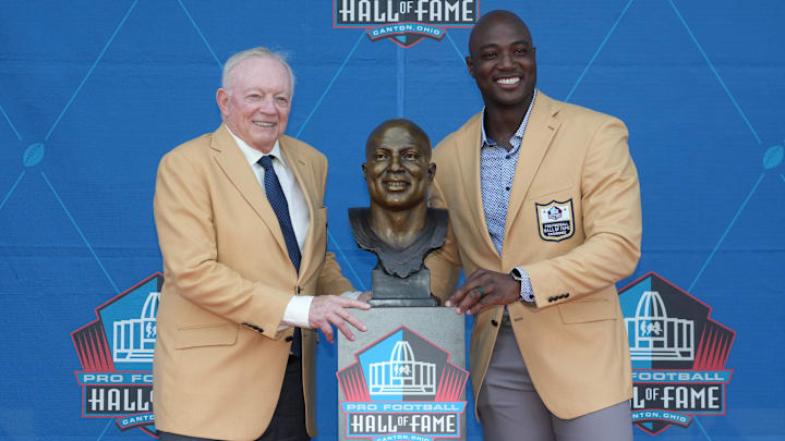 Aug 5, 2023; Canton, OH, USA;  Dallas Cowboys and Denver Broncos former linebacker DeMarcus Ware
