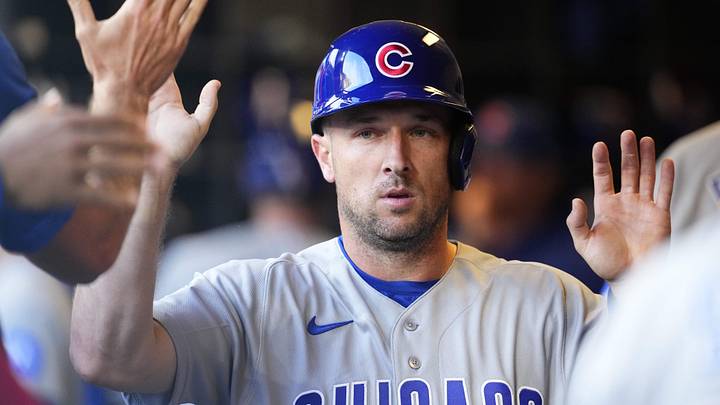 Jun 27, 2026; Milwaukee, Wisconsin, USA; Chicago Cubs third baseman Alex Bregman (3) high-fives his teammates after scoring a run against the Milwaukee Brewers in the sixth inning at American Family Field. Mandatory Credit: Michael McLoone-Imagn Images