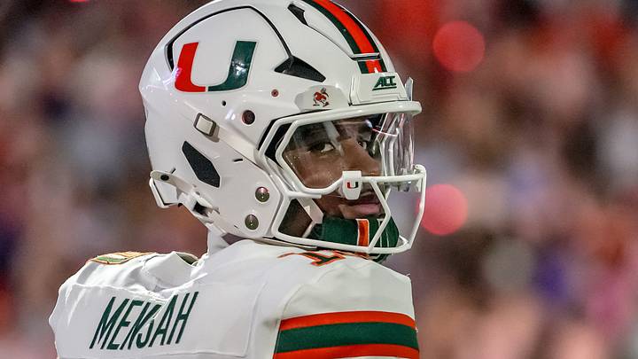 Miami Hurricanes quarterback Darian Mensah (10) looks back toward his coaches on the sideline before a play with Clemson during the first quarter at Memorial Stadium Saturday, October 3, 2026. Miami Hurricanes quarterback Darian Mensah (10) looks back toward his coaches on the sideline before a play with Clemson during the first quarter at Memorial Stadium Saturday, October 3, 2026.