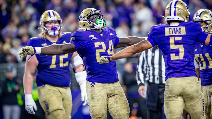 Adam Mohammed celebrates after scoring one of his three first-half touchdowns. 