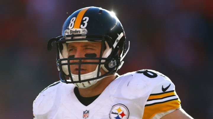 Jan 17, 2016; Denver, CO, USA; Pittsburgh Steelers tight end Heath Miller (83) against the Denver
