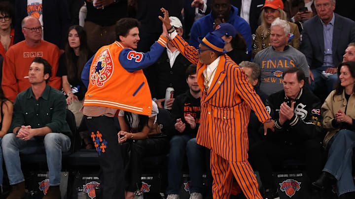 New York Knicks fans Spike Lee and Timothée Chalamet