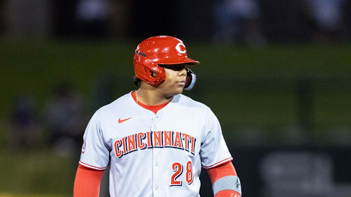 Nov 9, 2025; Mesa, AZ, USA; Cincinnati Reds catcher Alfredo Duno during the Arizona Fall League Fall Stars Game at Sloan Park. Mandatory Credit: Mark J. Rebilas-Imagn Images