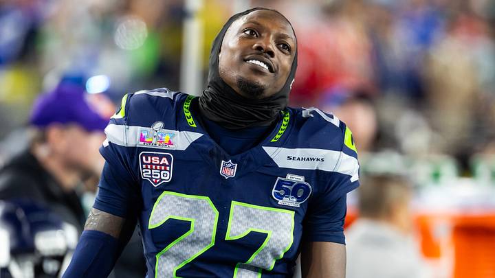 Seattle Seahawks cornerback Riq Woolen (27) against the New England Patriots during Super Bowl LX.