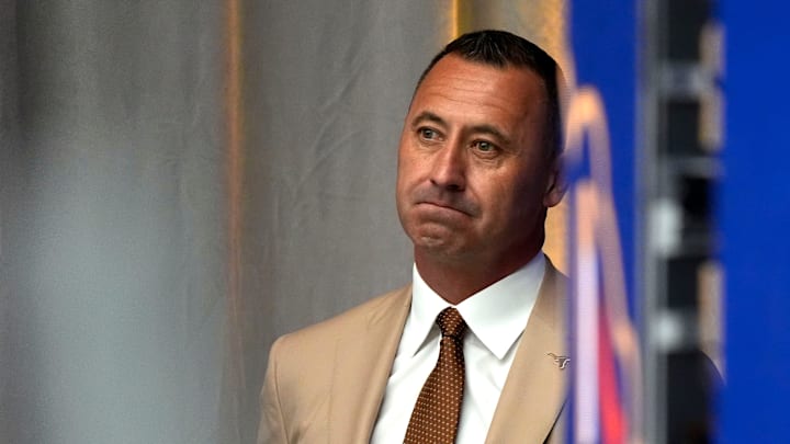 Texas Longhorns head coach Steve Sarkisian during SEC Media Days. Texas Longhorns head coach Steve Sarkisian during SEC Media Days.