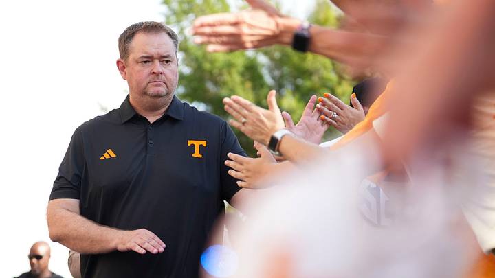 Tennessee coach Josh Heupel during the Vol Walk before the game between Tennessee and Kennesaw State at Neyland Stadium in Knoxville, Tenn., Sept. 19, 2026.