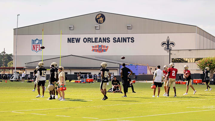 Aug 1, 2023; Metairie, LA, USA;  General view of the indoor facility during  training camp at the Ochsner Sports Performance Center. Mandatory Credit: Stephen Lew-Imagn Images