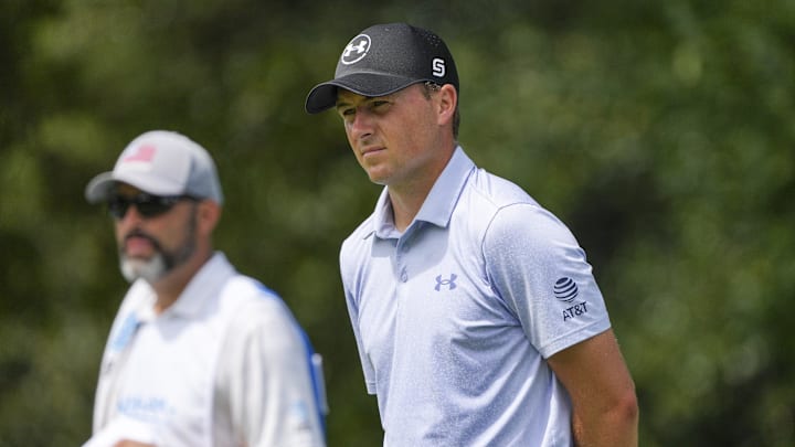 Jordan Spieth during the first round of the 2024 Wyndham Championship.