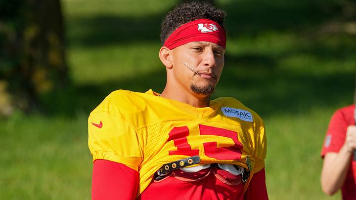 Aug 3, 2026; Kansas City, MO, USA; Kansas City Chiefs quarterback Patrick Mahomes (15) walks down the hill to the fields prior to training camp at Missouri Western University. Mandatory Credit: Denny Medley-Imagn Images Aug 3, 2026; Kansas City, MO, USA; Kansas City Chiefs quarterback Patrick Mahomes (15) walks down the hill to the fields prior to training camp at Missouri Western University. Mandatory Credit: Denny Medley-Imagn Images