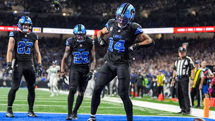 Detroit Lions wide receiver Amon-Ra St. Brown (14). Detroit Lions wide receiver Amon-Ra St. Brown (14).