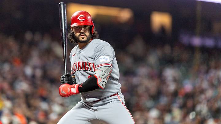 Aug 24, 2026; San Francisco, California, USA; Cincinnati Reds designated hitter Eugenio Suarez (28) at bat during the sixth inning against the San Francisco Giants at Oracle Park. Mandatory Credit: Bob Kupbens-Imagn Images Aug 24, 2026; San Francisco, California, USA; Cincinnati Reds designated hitter Eugenio Suarez (28) at bat during the sixth inning against the San Francisco Giants at Oracle Park. Mandatory Credit: Bob Kupbens-Imagn Images