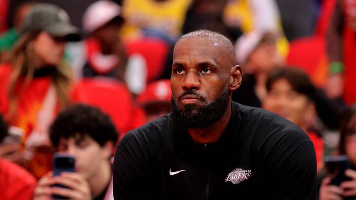 Los Angeles Lakers forward LeBron James (23) prior to game six of the first round of the 2026 NBA Playoffs against the Houston Rockets at Toyota Center on May 1, 2026.
