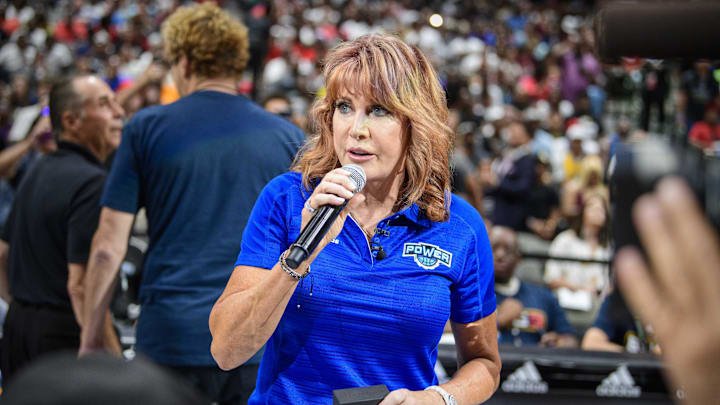 Aug 17, 2019; Dallas, TX, USA; Power head coach Nancy Lieberman before the game at the American Airlines Center. Mandatory Credit: Jerome Miron-Imagn Images