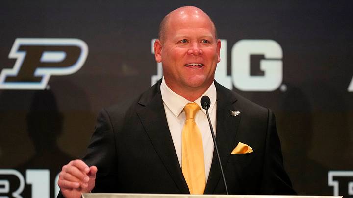 Purdue head coach Barry Odom speaks to the media.