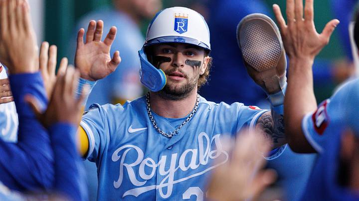 Sep 25, 2026; Kansas City, Missouri, USA; Kansas City Royals catcher Carter Jensen (22) celebrates in the dugout after scoring during the first inning against the Cleveland Guardians at Kauffman Stadium. Mandatory Credit: William Purnell-Imagn Images Sep 25, 2026; Kansas City, Missouri, USA; Kansas City Royals catcher Carter Jensen (22) celebrates in the dugout after scoring during the first inning against the Cleveland Guardians at Kauffman Stadium. Mandatory Credit: William Purnell-Imagn Images