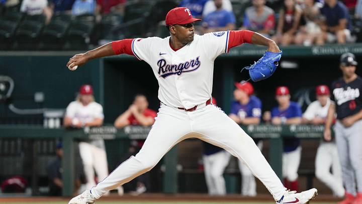 Jun 16, 2026; Arlington, Texas, USA; Texas Rangers starting pitcher Kumar Rocker (80) delivers a pitch to the Minnesota Twins during the first inning at Globe Life Field. Mandatory Credit: Jim Cowsert-Imagn Images Jun 16, 2026; Arlington, Texas, USA; Texas Rangers starting pitcher Kumar Rocker (80) delivers a pitch to the Minnesota Twins during the first inning at Globe Life Field. Mandatory Credit: Jim Cowsert-Imagn Images
