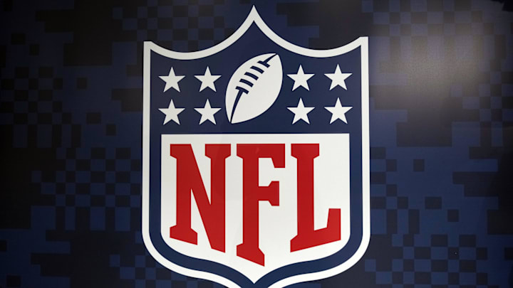Oct 7, 2023; London, United Kingdom; The NFL Shield logo at Tottenham Hotpsur Stadium. Mandatory