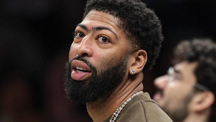 Apr 5, 2026; Brooklyn, New York, USA;  Washington Wizards forward Anthony Davis (23) looks on during the first half against the Brooklyn Nets at Barclays Center. Mandatory Credit: Vincent Carchietta-Imagn Images