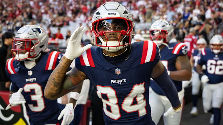 Dec 15, 2024; Glendale, Arizona, USA; New England Patriots wide receiver Kendrick Bourne (84) against the Arizona Cardinals at State Farm Stadium. 