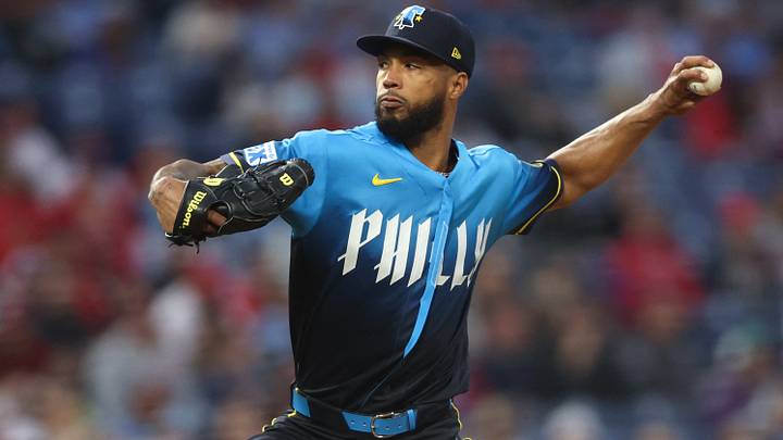 Sep 25, 2026; Philadelphia, Pennsylvania, USA; Philadelphia Phillies pitcher Cristopher Sanchez (61) throws a pitch during the first inning against the Tampa Bay Rays at Citizens Bank Park. Mandatory Credit: Bill Streicher-Imagn Images