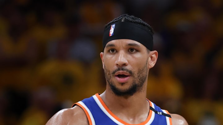 New York Knicks guard Josh Hart in the third quarter during game six of the eastern conference finals. Mandatory Credit: Trevor Ruszkowski-Imagn Images