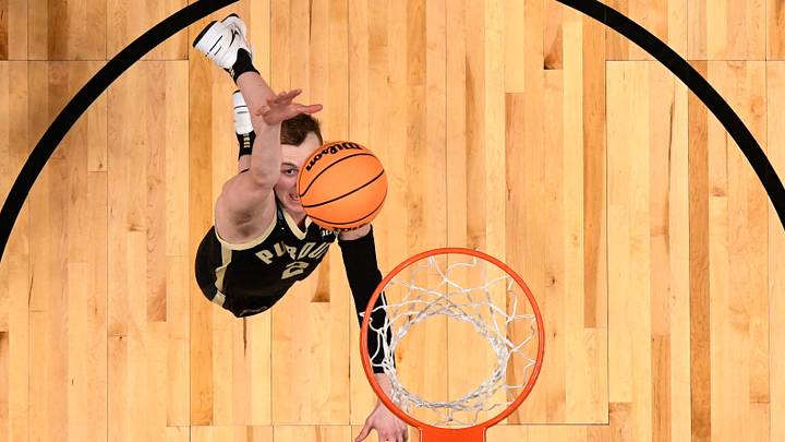 Mar 28, 2026; San Jose, CA, USA; Purdue Boilermakers guard Fletcher Loyer (2) rebounds against the Arizona Wildcats in the second half during an Elite Eight game of the West Regional of the men's 2026 NCAA Tournament at SAP Center. Mar 28, 2026; San Jose, CA, USA; Purdue Boilermakers guard Fletcher Loyer (2) rebounds against the Arizona Wildcats in the second half during an Elite Eight game of the West Regional of the men's 2026 NCAA Tournament at SAP Center.