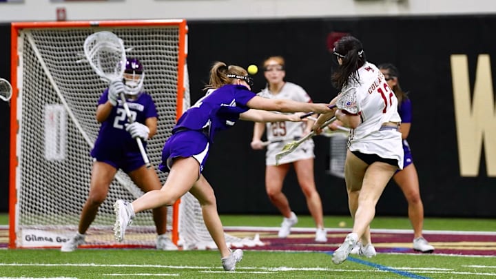 Giulia Colarusso scores a goal at Fish Field House on Feb. 6, 2026.